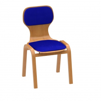 Holz-Polsterstuhl ohne Armlehne, mit Sitz- und Rückenpolster, 